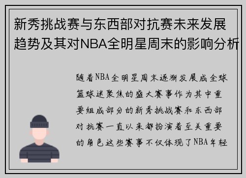 新秀挑战赛与东西部对抗赛未来发展趋势及其对NBA全明星周末的影响分析 新秀挑战赛与东西部对抗赛未来发展趋势及其对NBA全明星周末的影响分析